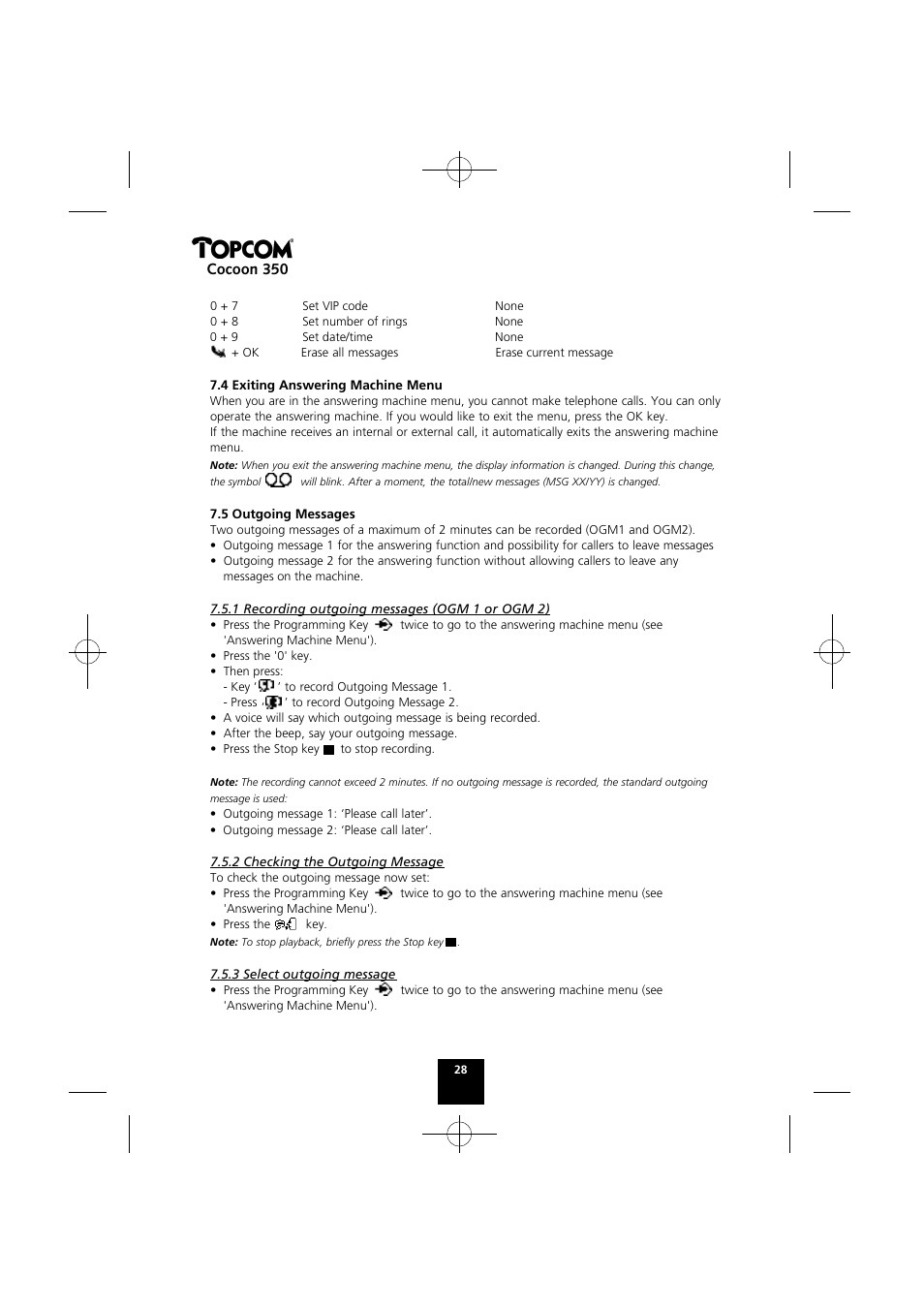 Cocoon 350 | Topcom Cocoon 350 User Manual | Page 27 / 103