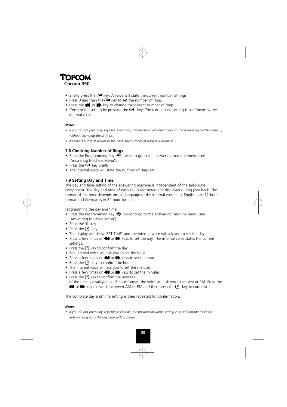 Cocoon 350 | Topcom Cocoon 350 User Manual | Page 29 / 103