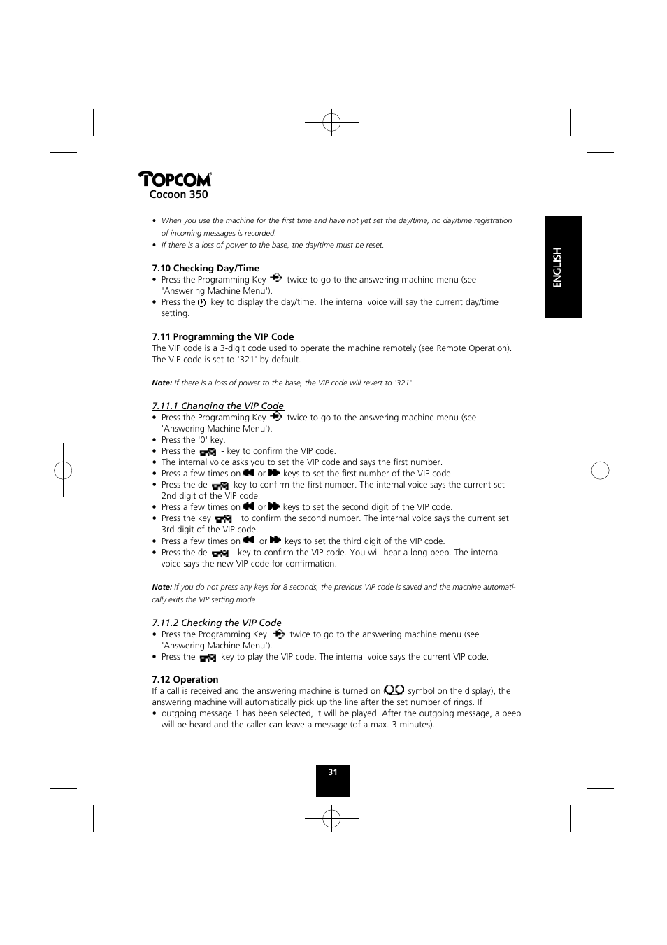 Cocoon 350 | Topcom Cocoon 350 User Manual | Page 30 / 103