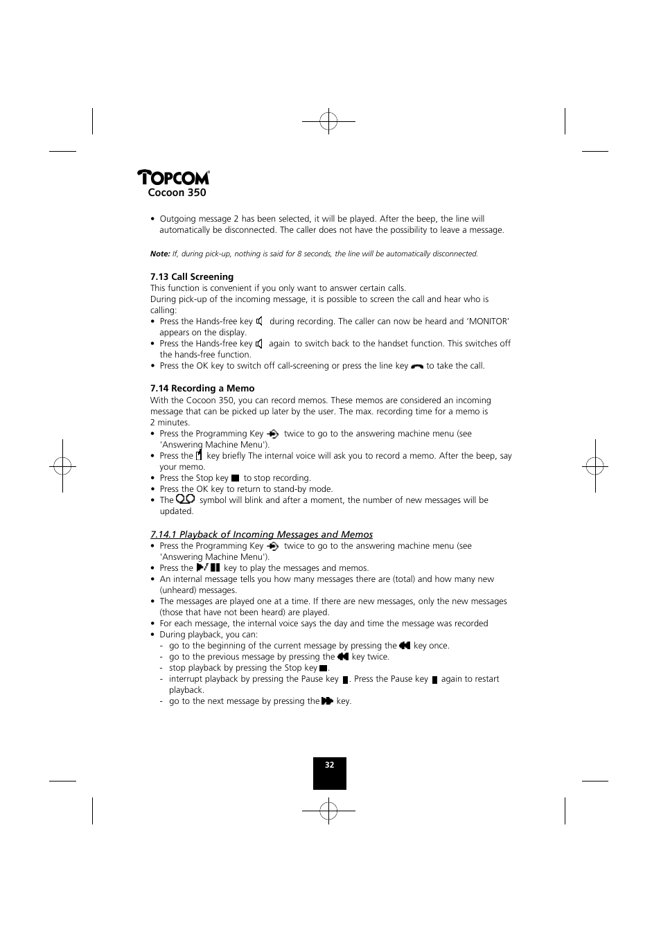 Cocoon 350 | Topcom Cocoon 350 User Manual | Page 31 / 103