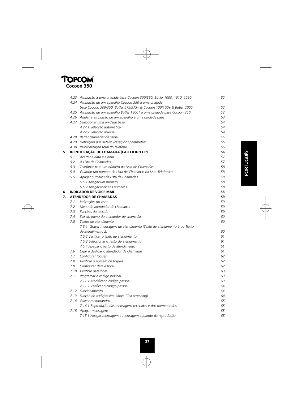 Cocoon 350 | Topcom Cocoon 350 User Manual | Page 36 / 103