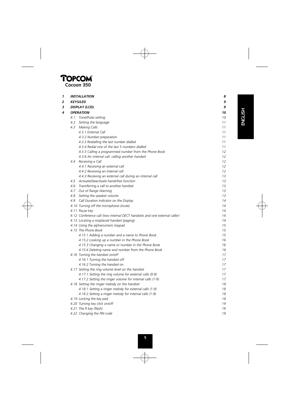 Cocoon 350 | Topcom Cocoon 350 User Manual | Page 4 / 103
