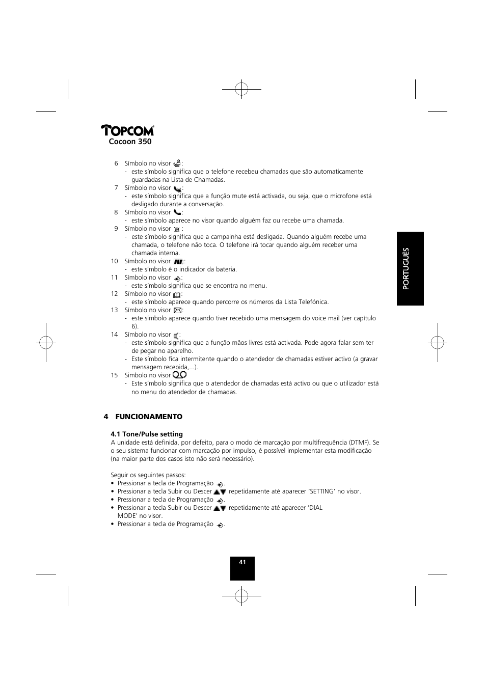 Cocoon 350 | Topcom Cocoon 350 User Manual | Page 40 / 103