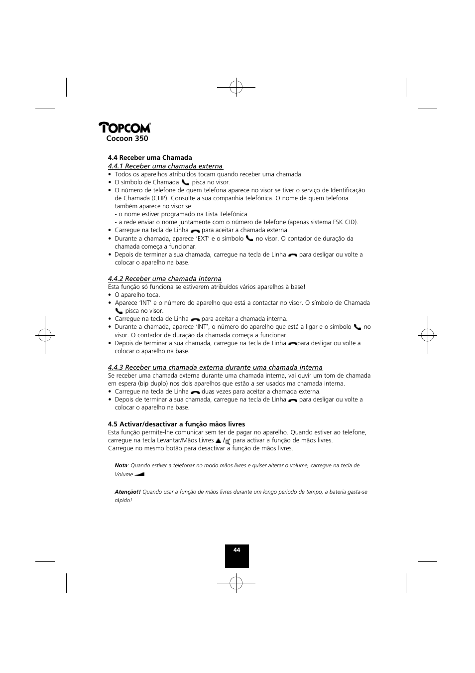 Cocoon 350 | Topcom Cocoon 350 User Manual | Page 43 / 103