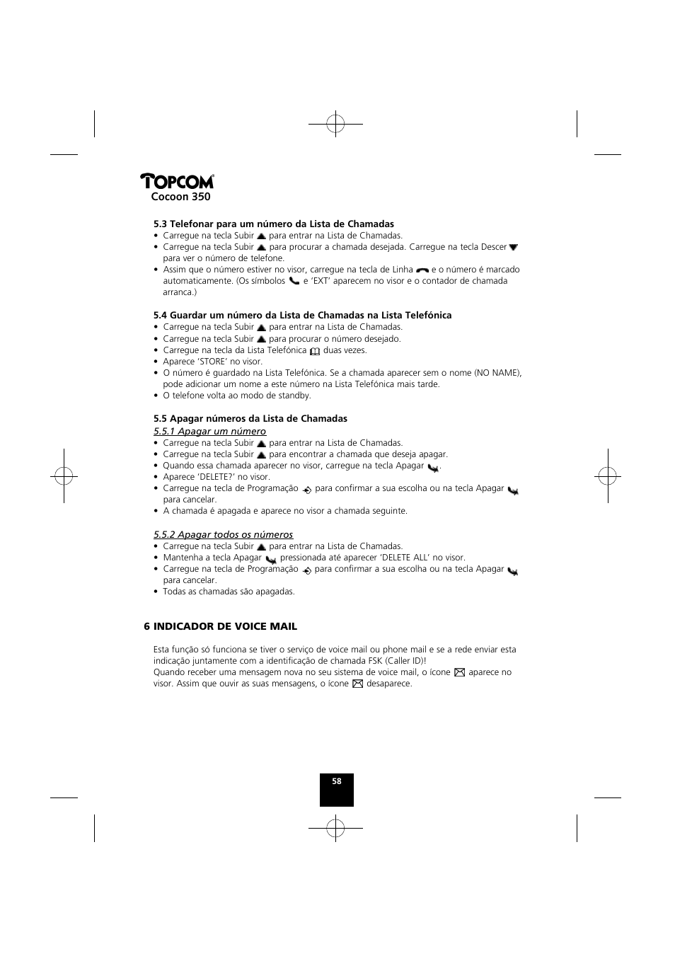 Cocoon 350 | Topcom Cocoon 350 User Manual | Page 57 / 103