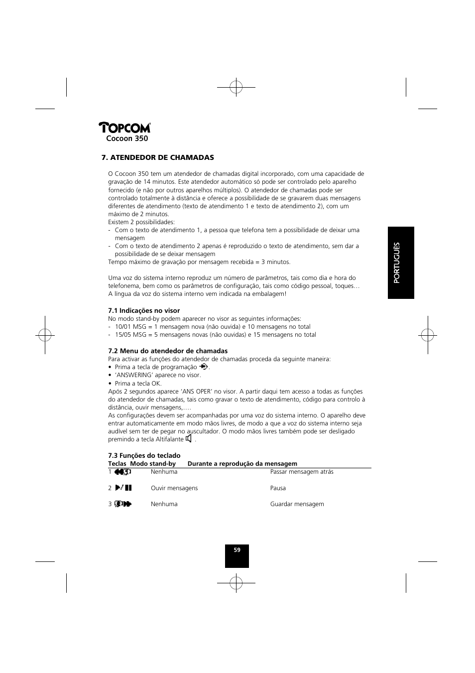 Cocoon 350 | Topcom Cocoon 350 User Manual | Page 58 / 103