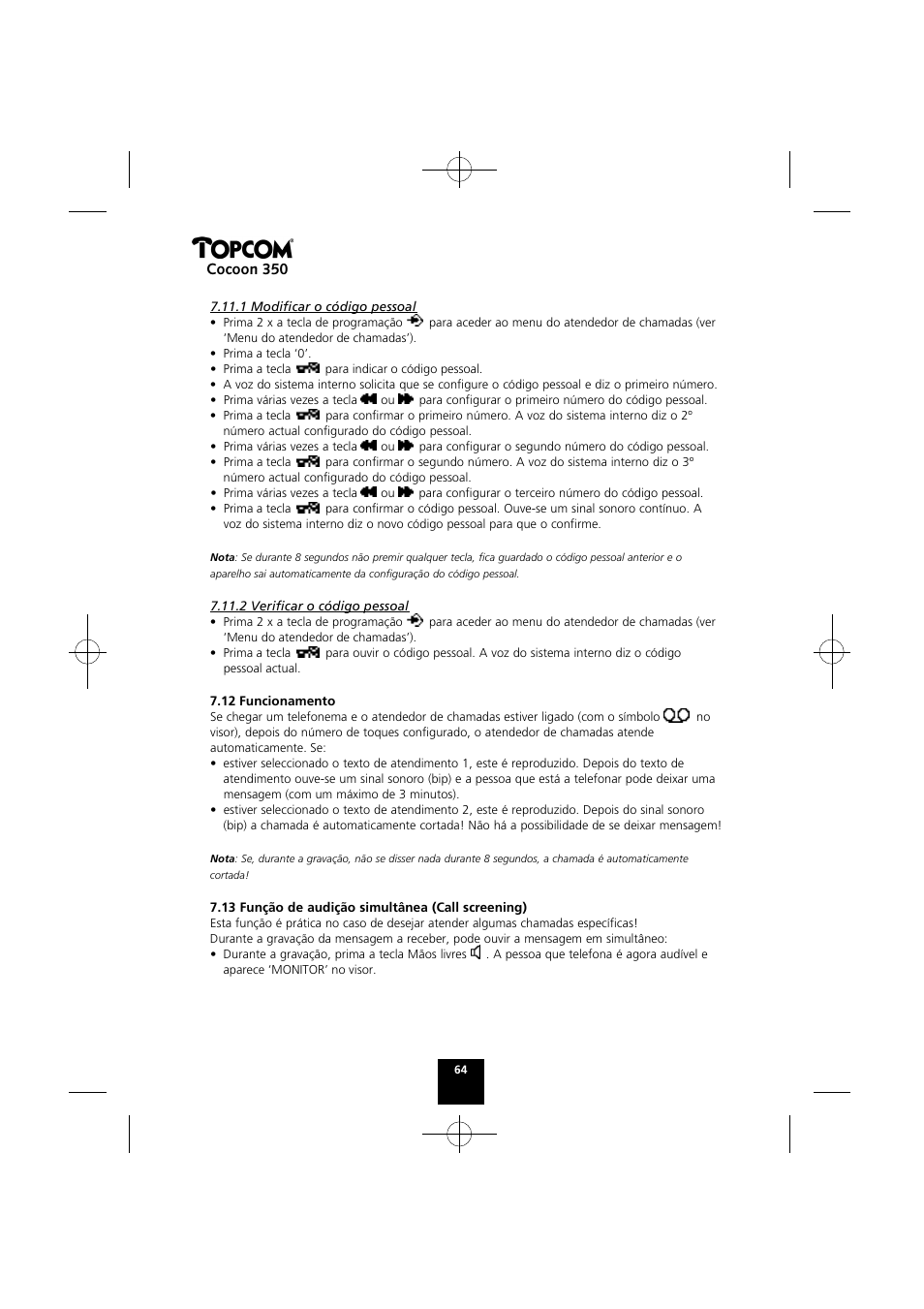 Cocoon 350 | Topcom Cocoon 350 User Manual | Page 63 / 103