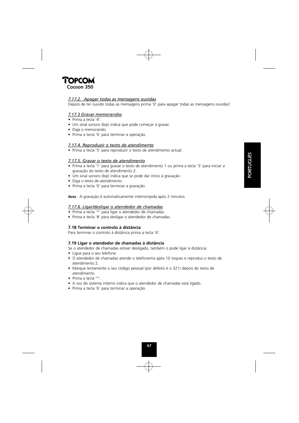 Cocoon 350 | Topcom Cocoon 350 User Manual | Page 66 / 103
