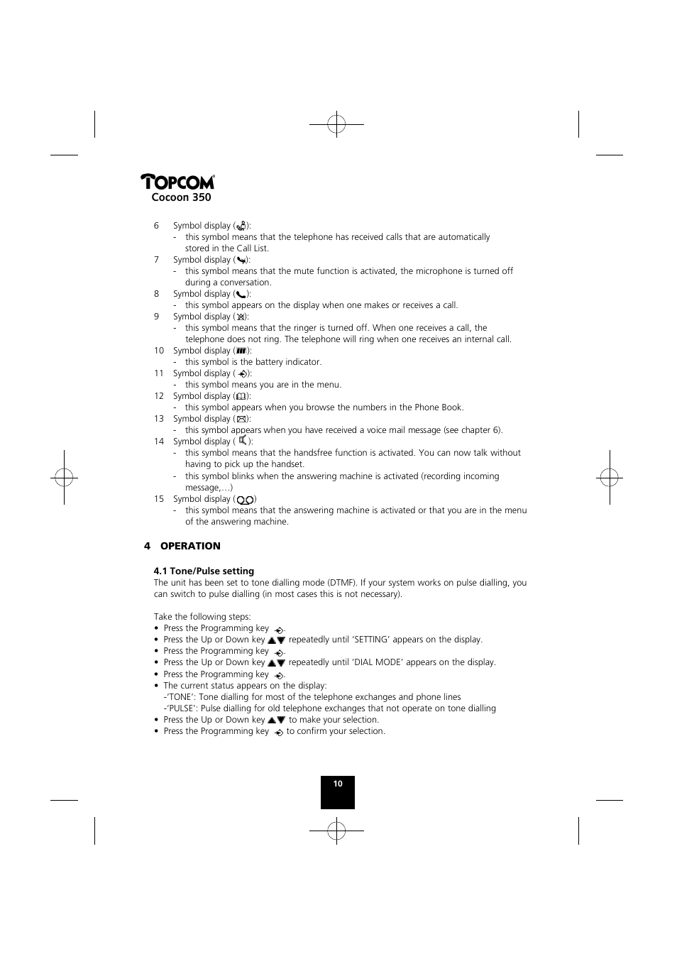 Cocoon 350 | Topcom Cocoon 350 User Manual | Page 9 / 103