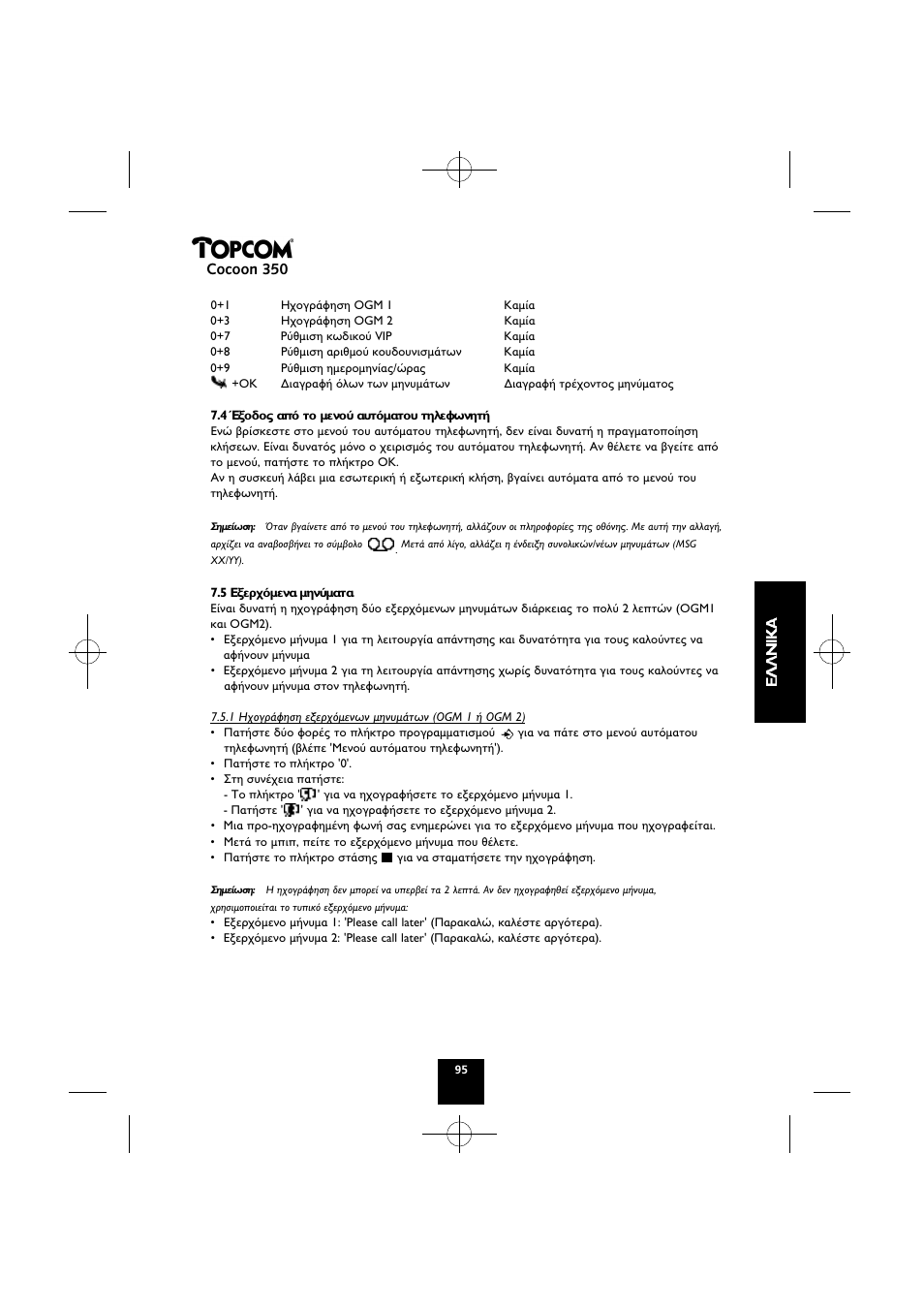 Cocoon 350 | Topcom Cocoon 350 User Manual | Page 94 / 103