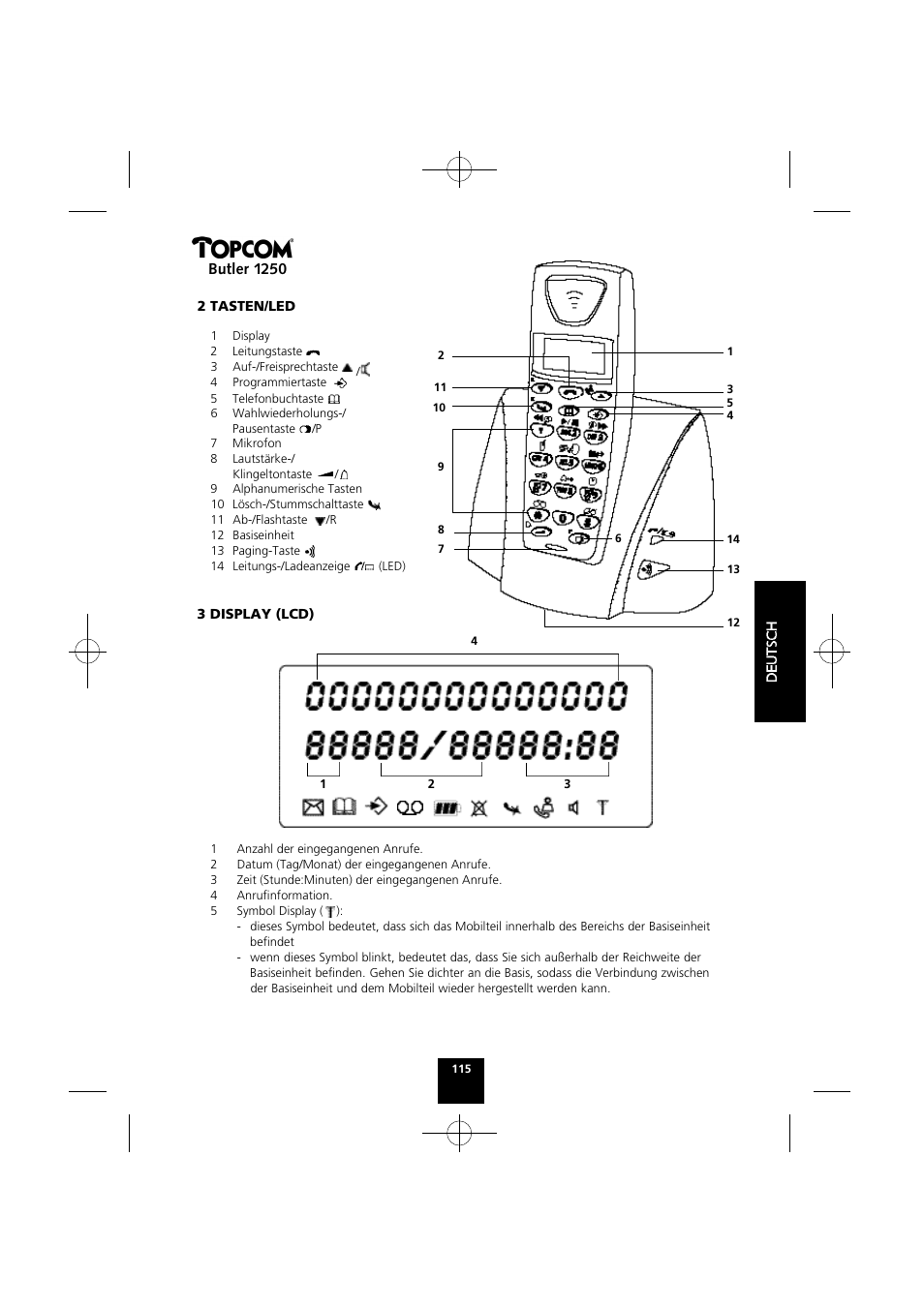 Butler 1250 | Topcom BUTLER 1250 User Manual | Page 115 / 147