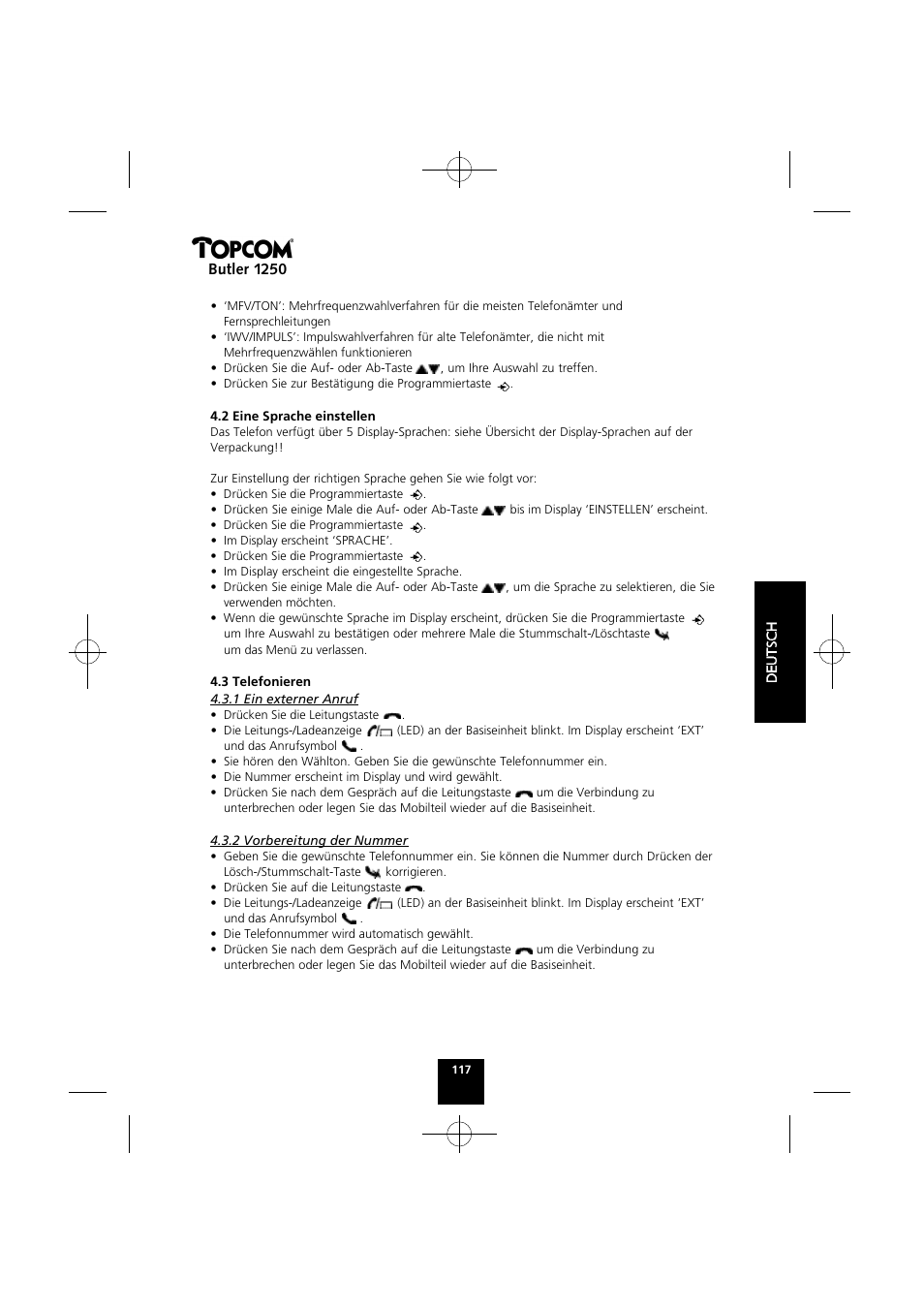 Butler 1250 | Topcom BUTLER 1250 User Manual | Page 117 / 147