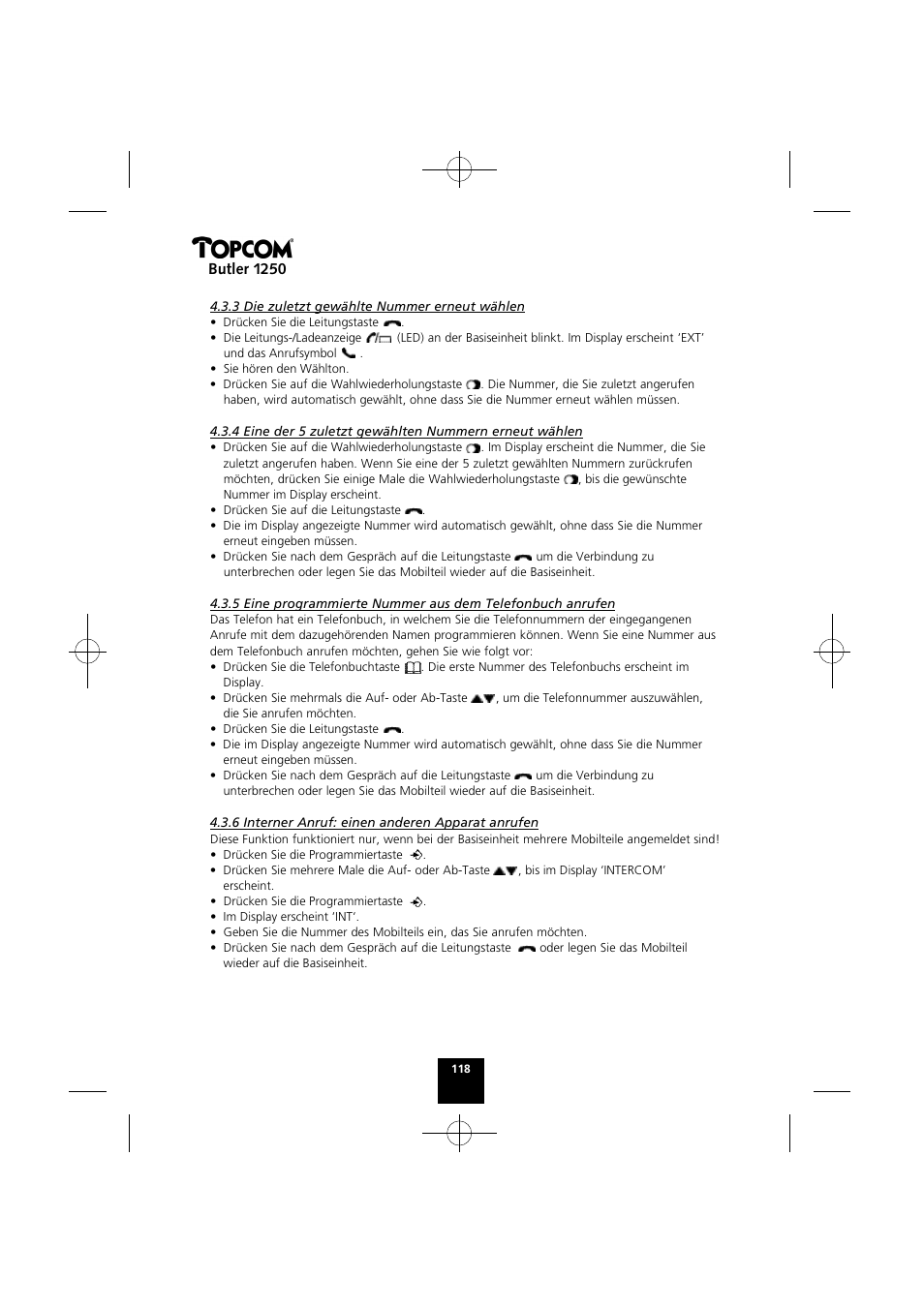 Butler 1250 | Topcom BUTLER 1250 User Manual | Page 118 / 147