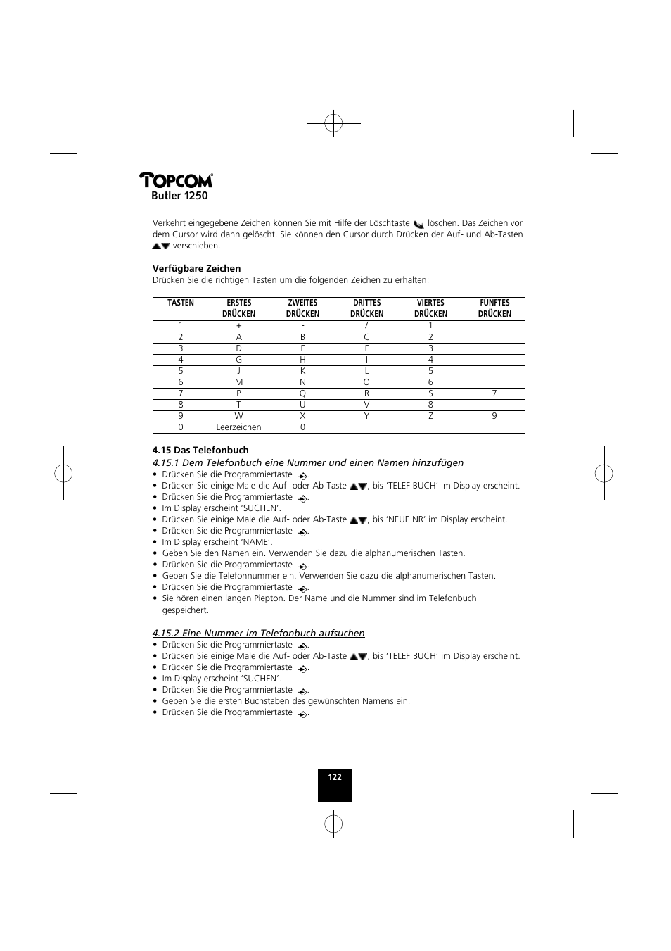 Butler 1250 | Topcom BUTLER 1250 User Manual | Page 122 / 147