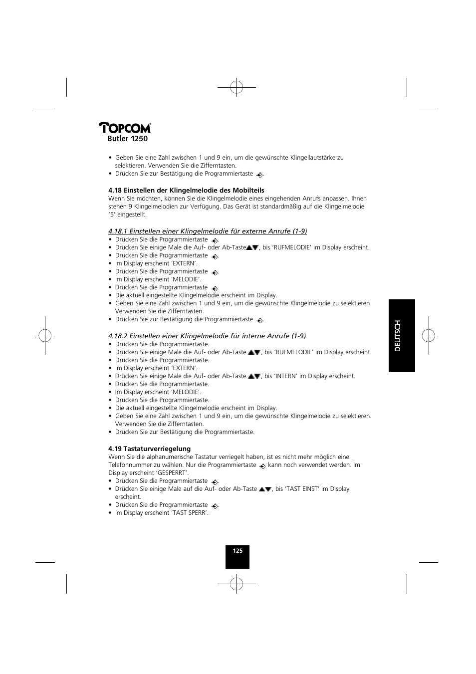 Butler 1250 | Topcom BUTLER 1250 User Manual | Page 125 / 147