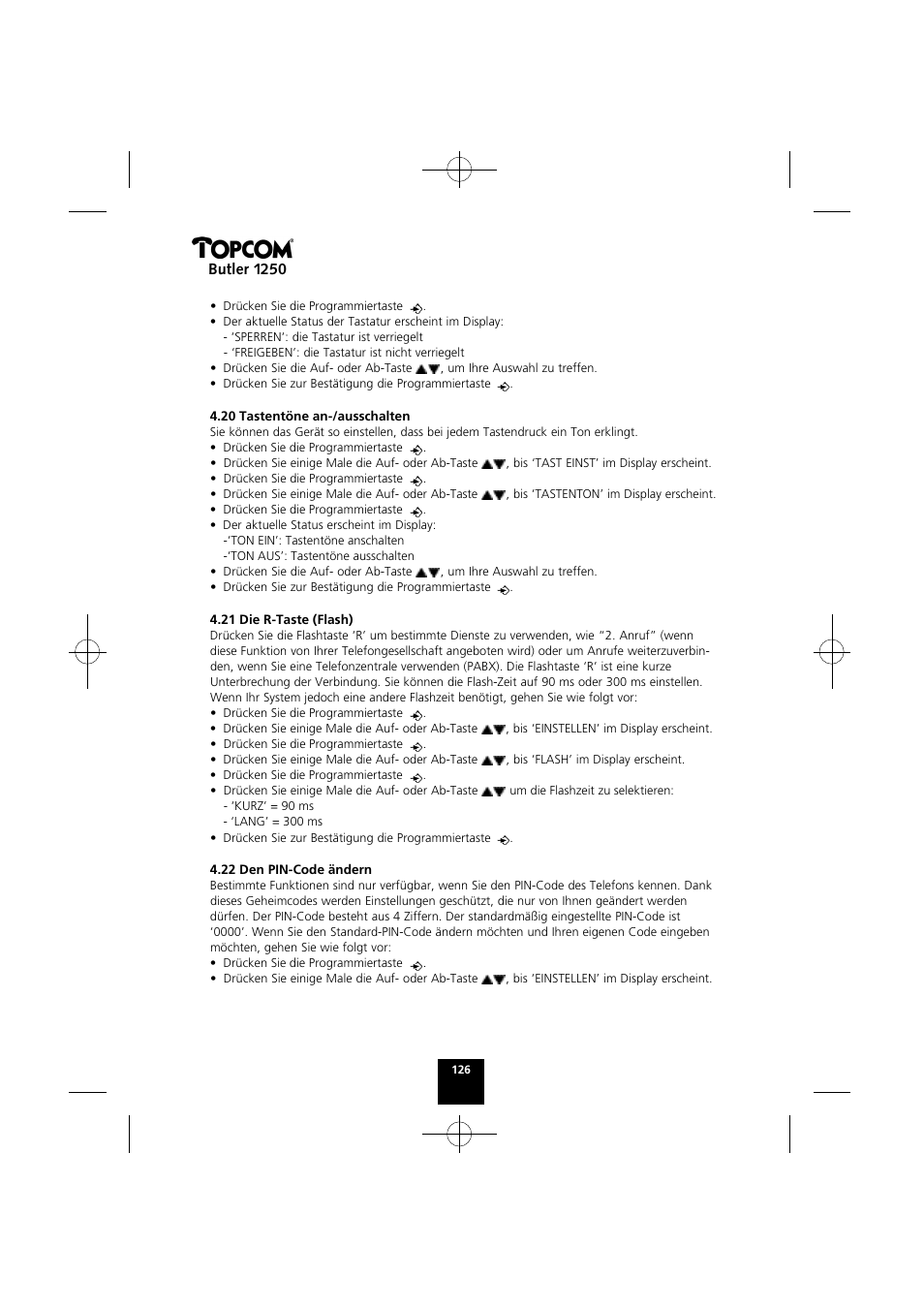 Butler 1250 | Topcom BUTLER 1250 User Manual | Page 126 / 147