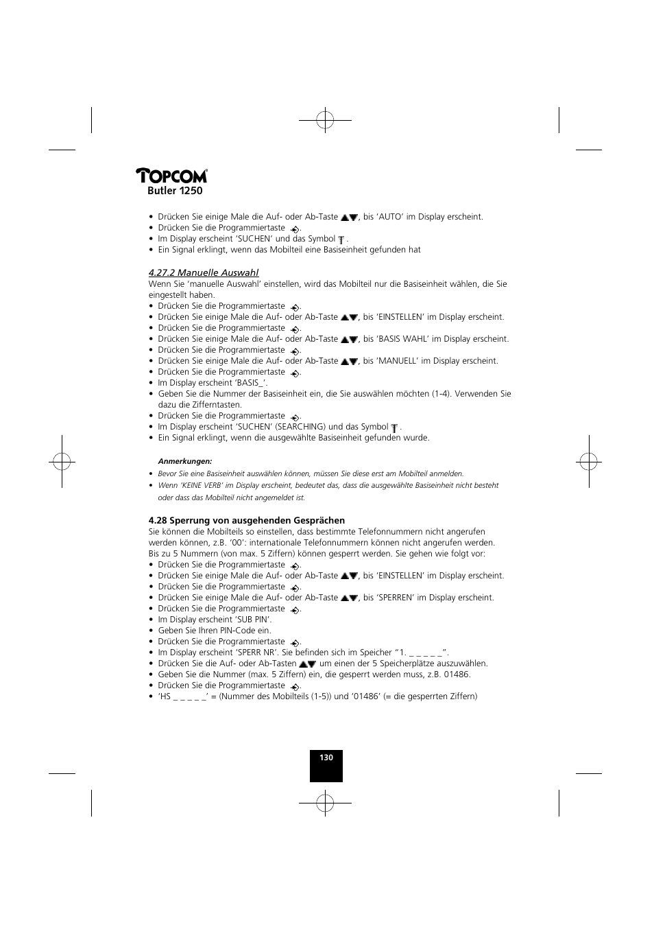 Butler 1250 | Topcom BUTLER 1250 User Manual | Page 130 / 147