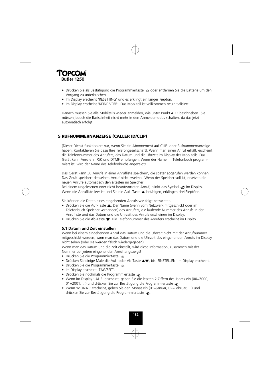 Butler 1250 | Topcom BUTLER 1250 User Manual | Page 132 / 147