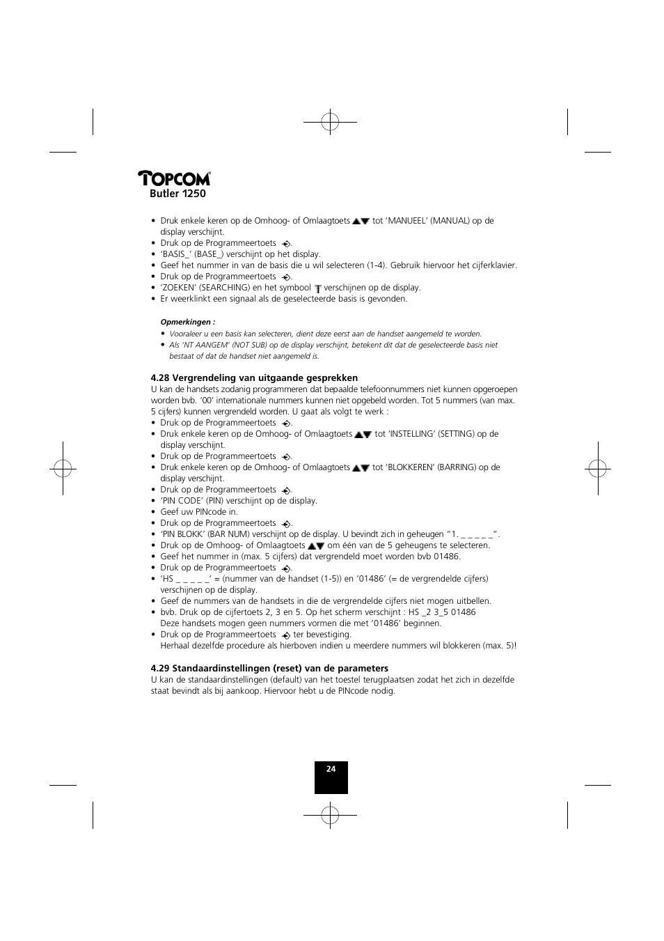 Butler 1250 | Topcom BUTLER 1250 User Manual | Page 24 / 147