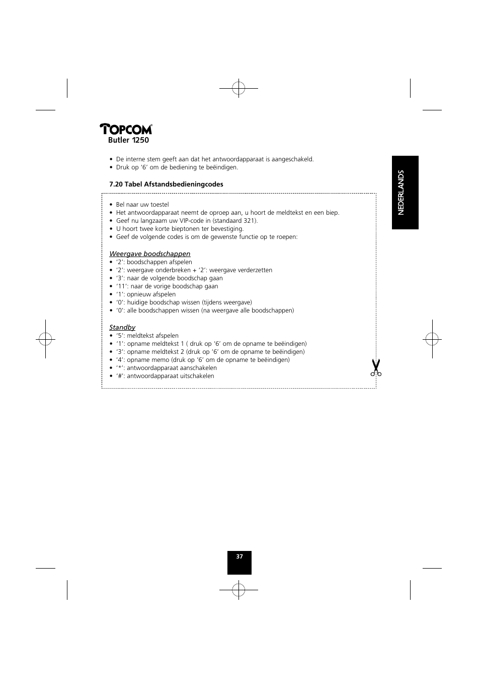 Topcom BUTLER 1250 User Manual | Page 37 / 147