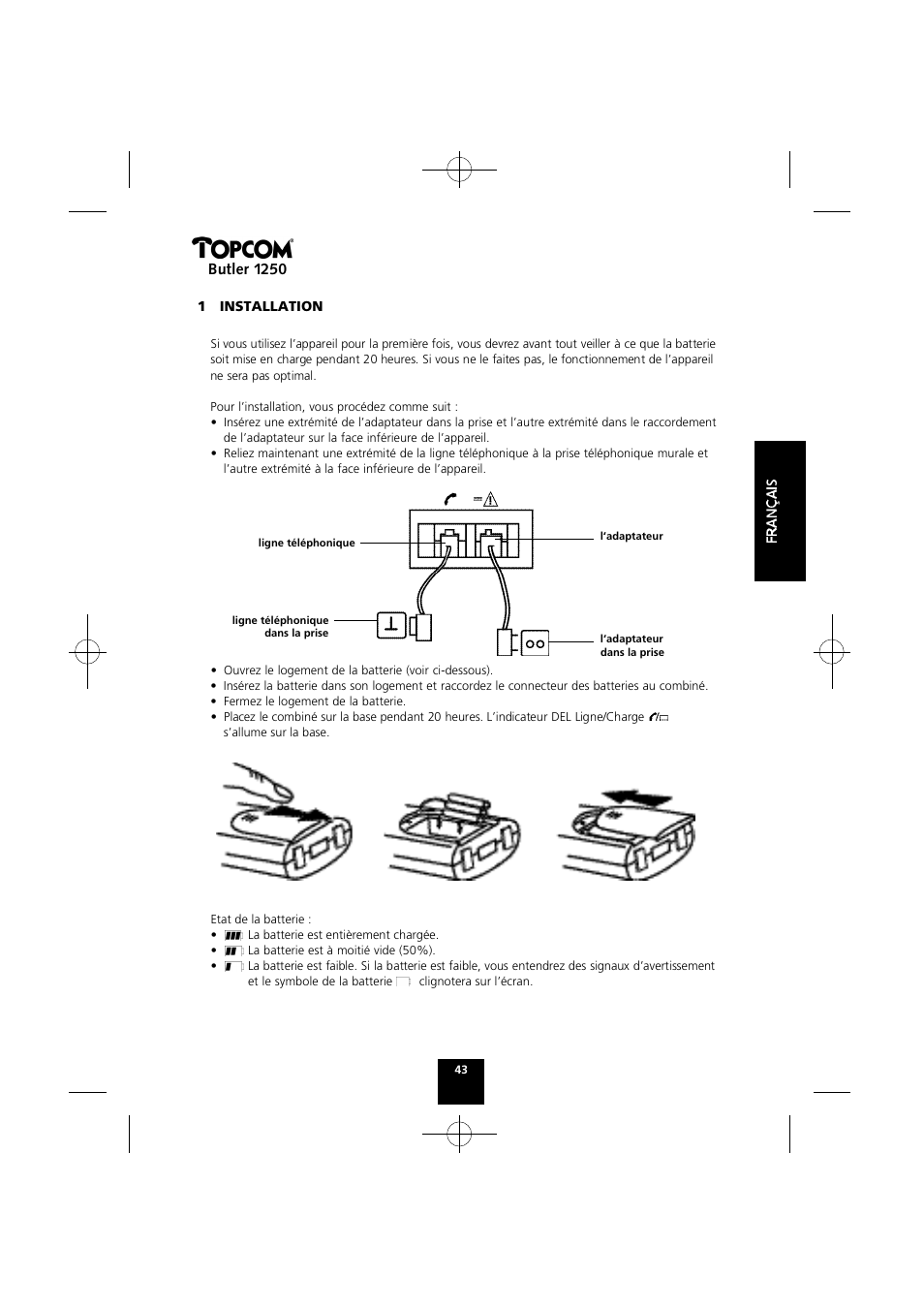 Butler 1250 | Topcom BUTLER 1250 User Manual | Page 43 / 147