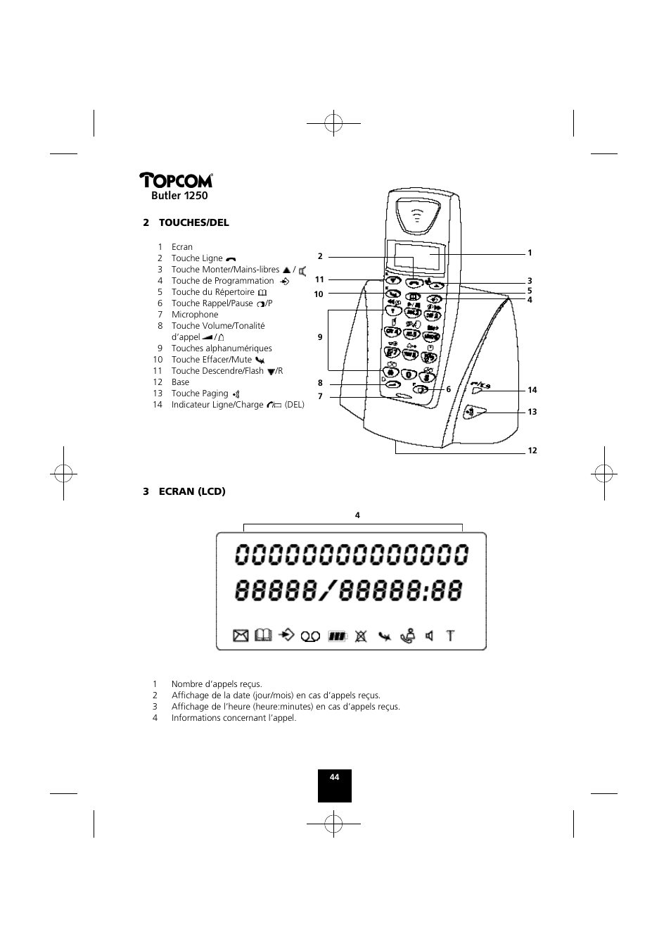 Butler 1250 | Topcom BUTLER 1250 User Manual | Page 44 / 147