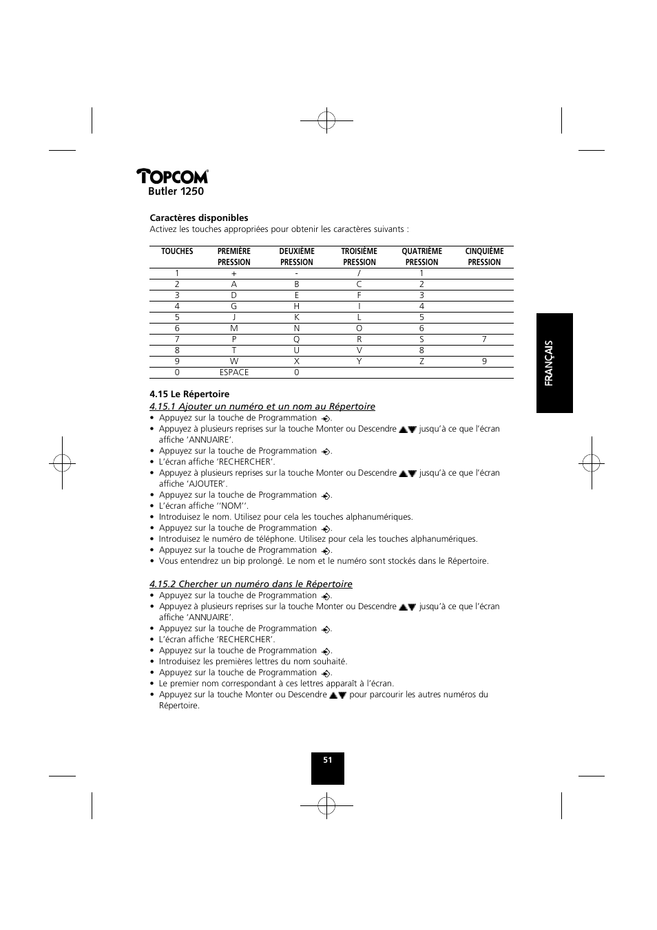 Butler 1250 | Topcom BUTLER 1250 User Manual | Page 51 / 147