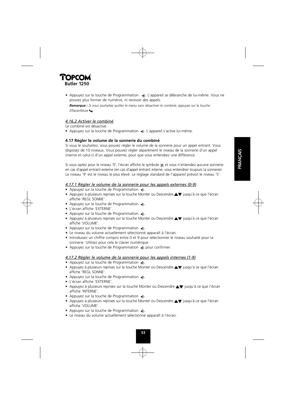 Butler 1250 | Topcom BUTLER 1250 User Manual | Page 53 / 147