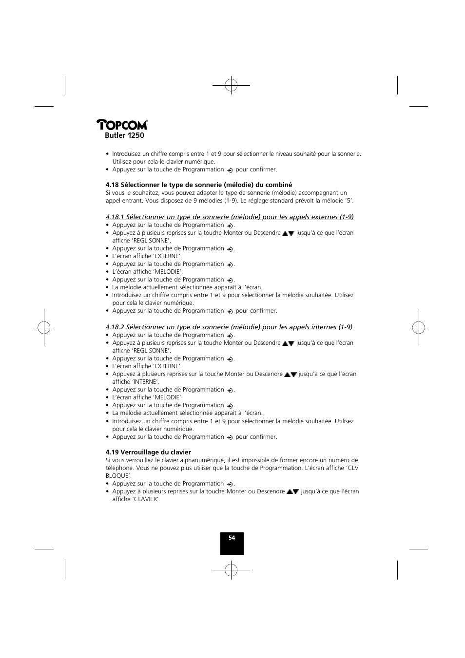 Butler 1250 | Topcom BUTLER 1250 User Manual | Page 54 / 147