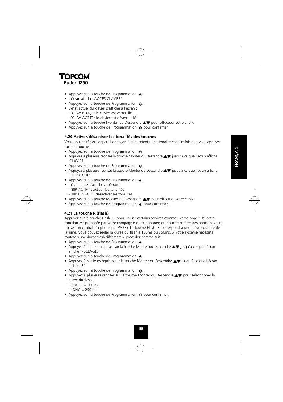 Butler 1250 | Topcom BUTLER 1250 User Manual | Page 55 / 147