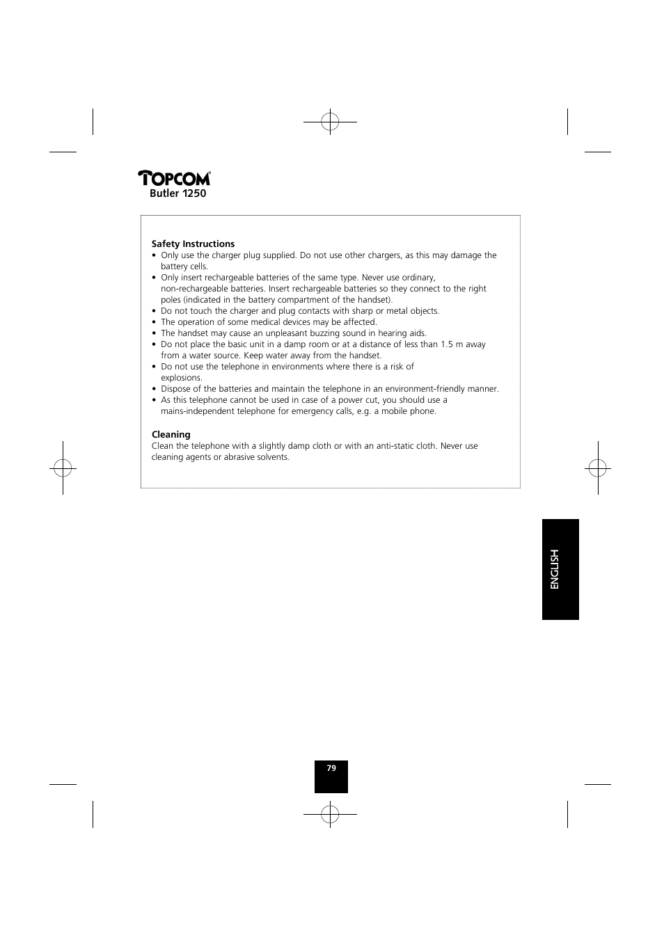 Butler 1250 | Topcom BUTLER 1250 User Manual | Page 79 / 147