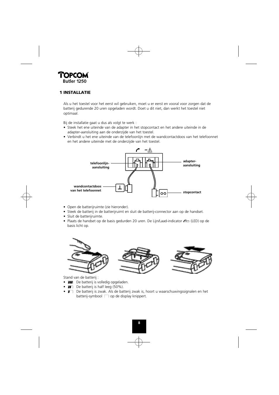 Butler 1250 | Topcom BUTLER 1250 User Manual | Page 8 / 147