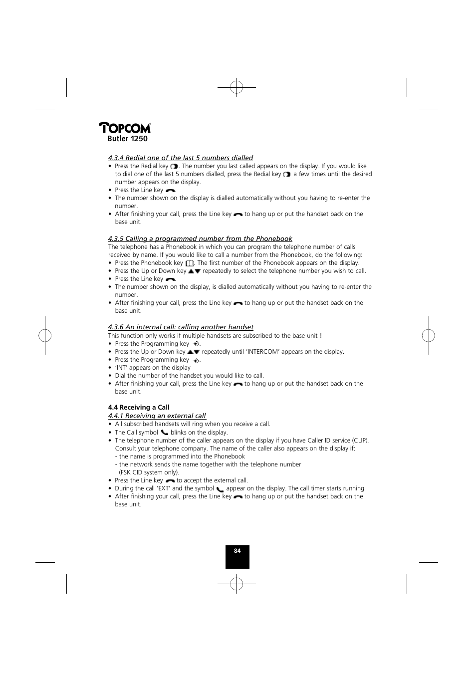Butler 1250 | Topcom BUTLER 1250 User Manual | Page 84 / 147