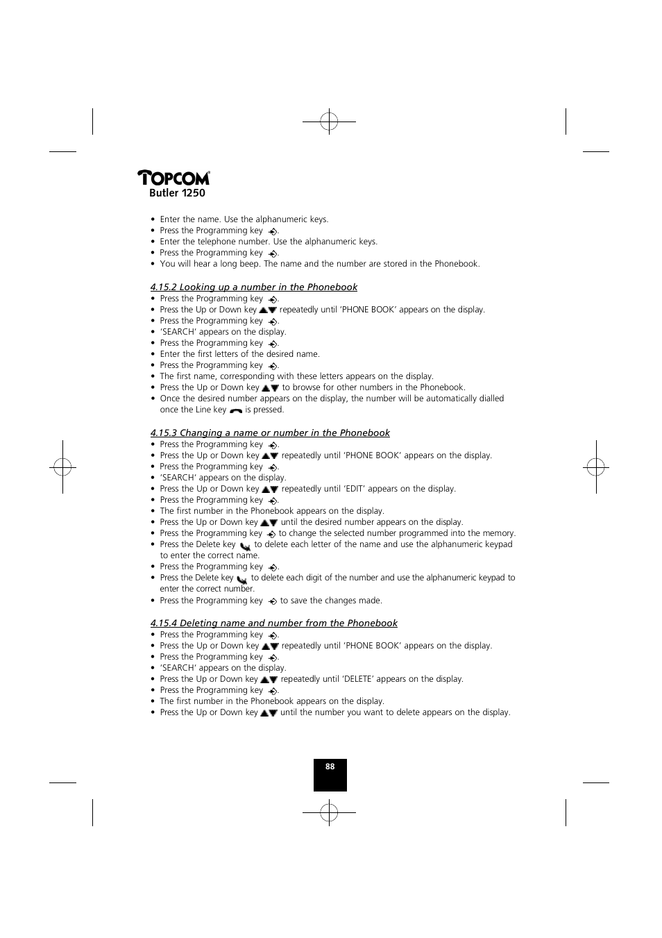 Butler 1250 | Topcom BUTLER 1250 User Manual | Page 88 / 147