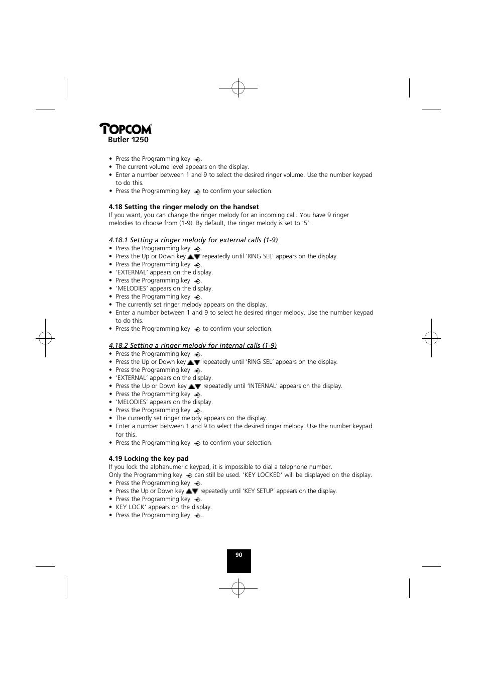 Butler 1250 | Topcom BUTLER 1250 User Manual | Page 90 / 147