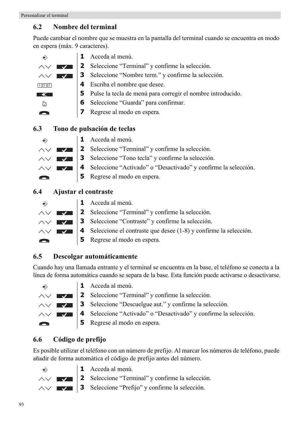 2 nombre del terminal, 6 código de prefijo | Topcom BUTLER 5710 User Manual | Page 110 / 220