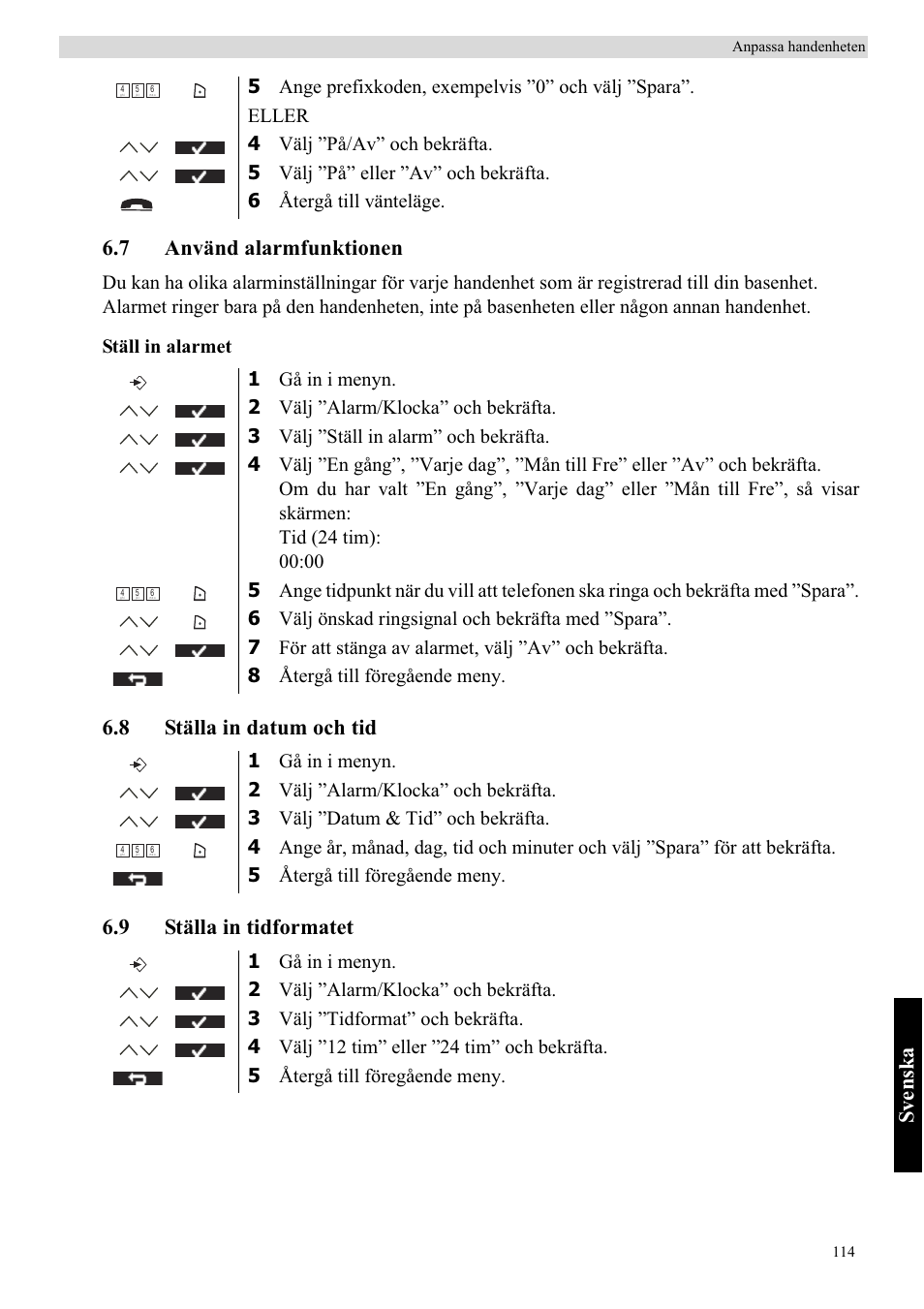 Sv enska, 7 använd alarmfunktionen | Topcom BUTLER 5710 User Manual | Page 131 / 220