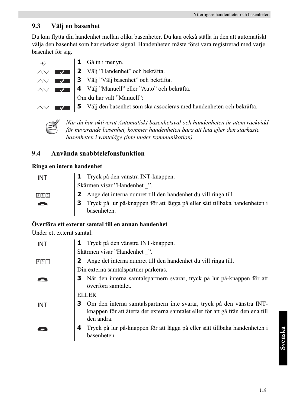 Sv enska, 3 välj en basenhet, 4 använda snabbtelefonsfunktion | Topcom BUTLER 5710 User Manual | Page 135 / 220