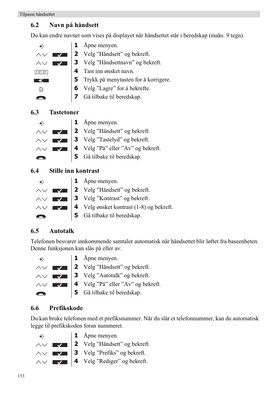 2 navn på håndsett, 6 prefikskode | Topcom BUTLER 5710 User Manual | Page 170 / 220