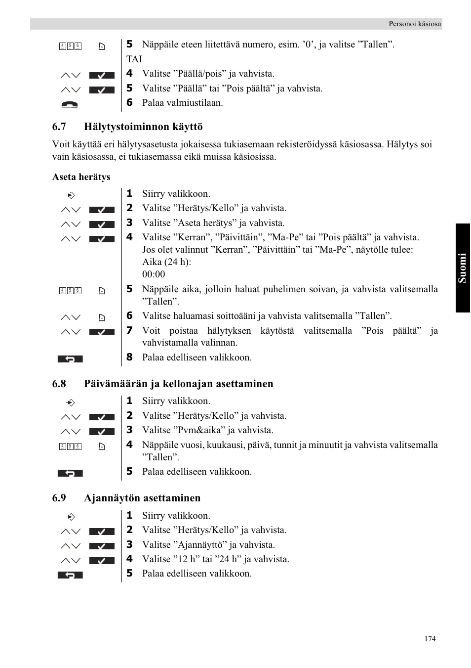 Suomi, 7 hälytystoiminnon käyttö | Topcom BUTLER 5710 User Manual | Page 191 / 220