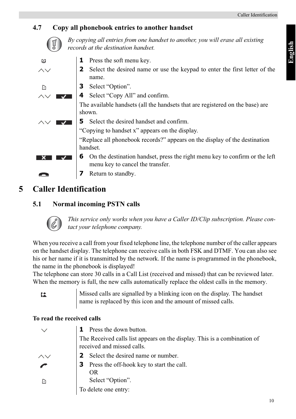 5caller identification | Topcom BUTLER 5710 User Manual | Page 27 / 220