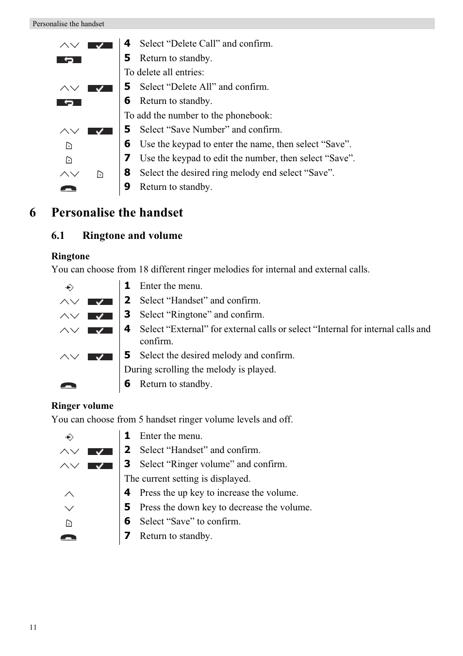 6personalise the handset | Topcom BUTLER 5710 User Manual | Page 28 / 220