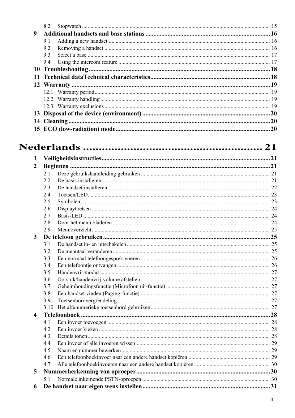 Nederlands | Topcom BUTLER 5710 User Manual | Page 5 / 220