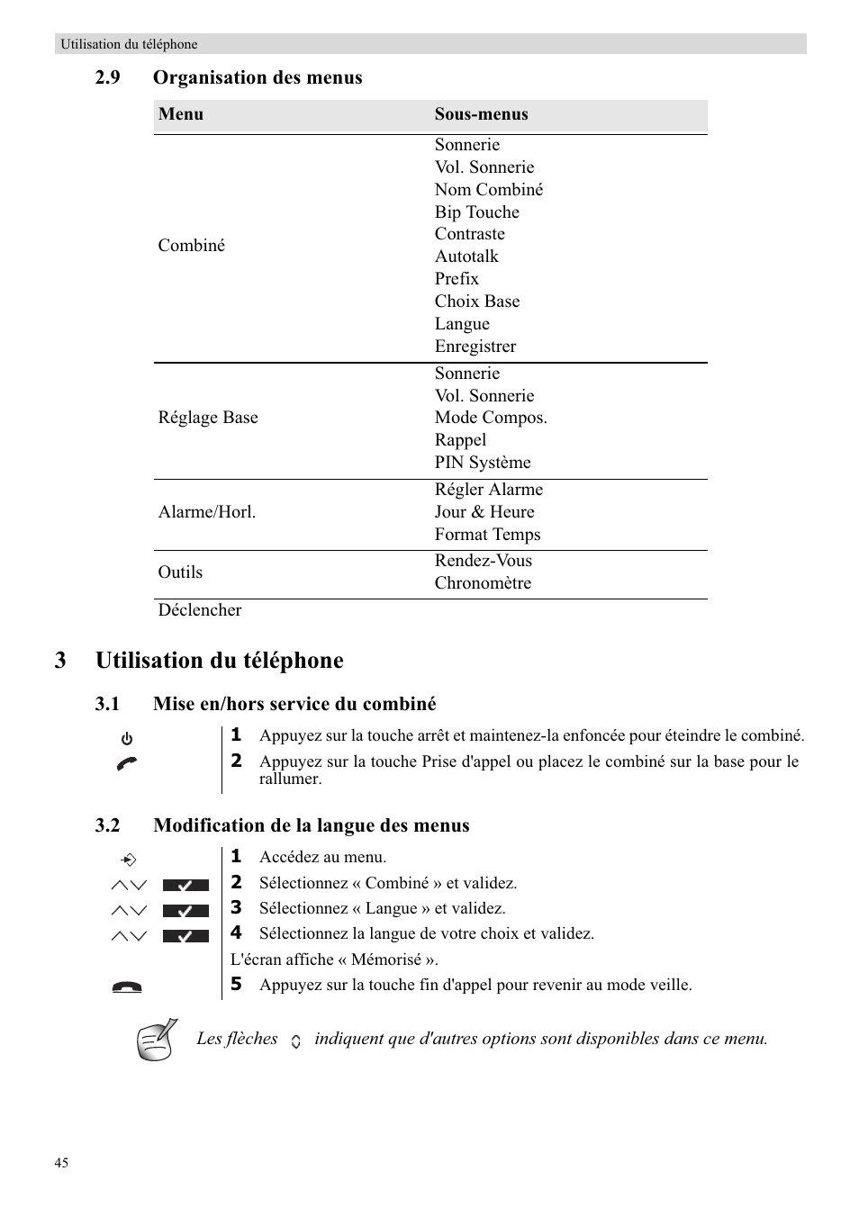 3utilisation du téléphone | Topcom BUTLER 5710 User Manual | Page 62 / 220