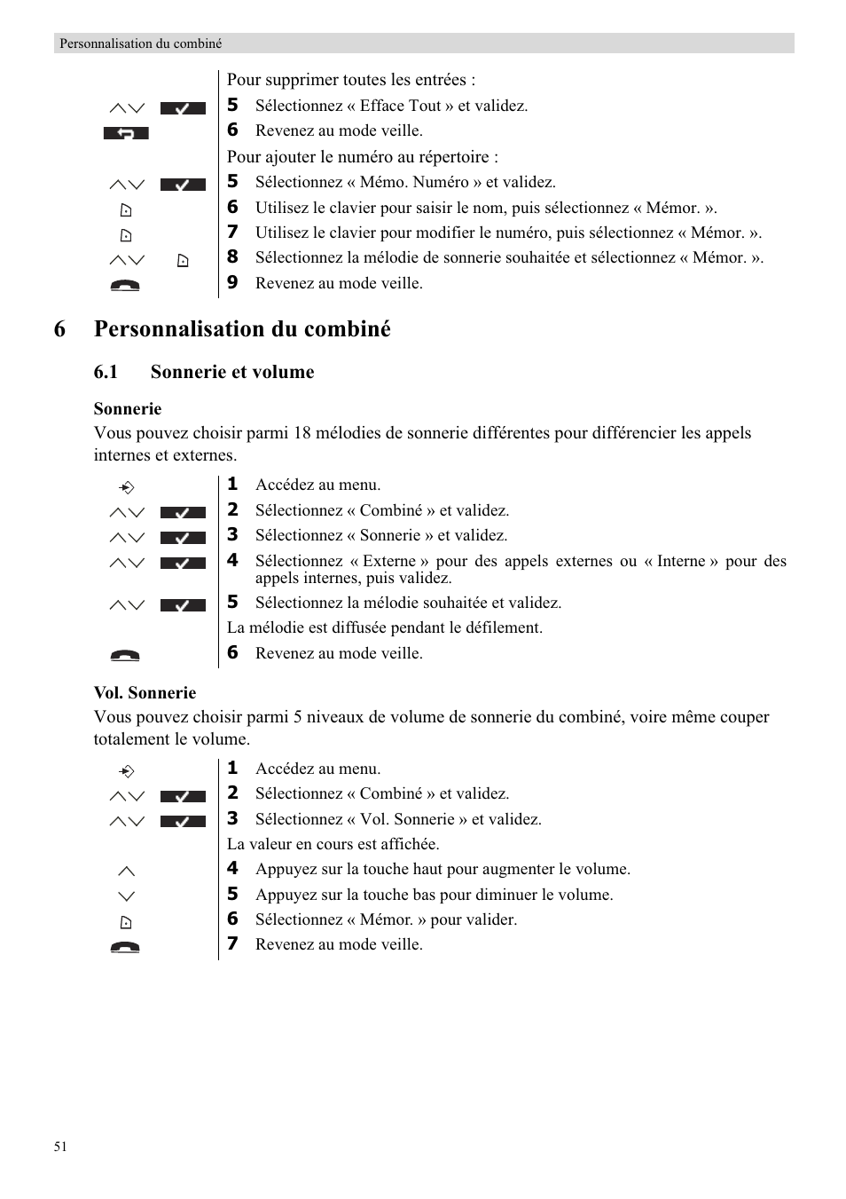 6personnalisation du combiné | Topcom BUTLER 5710 User Manual | Page 68 / 220