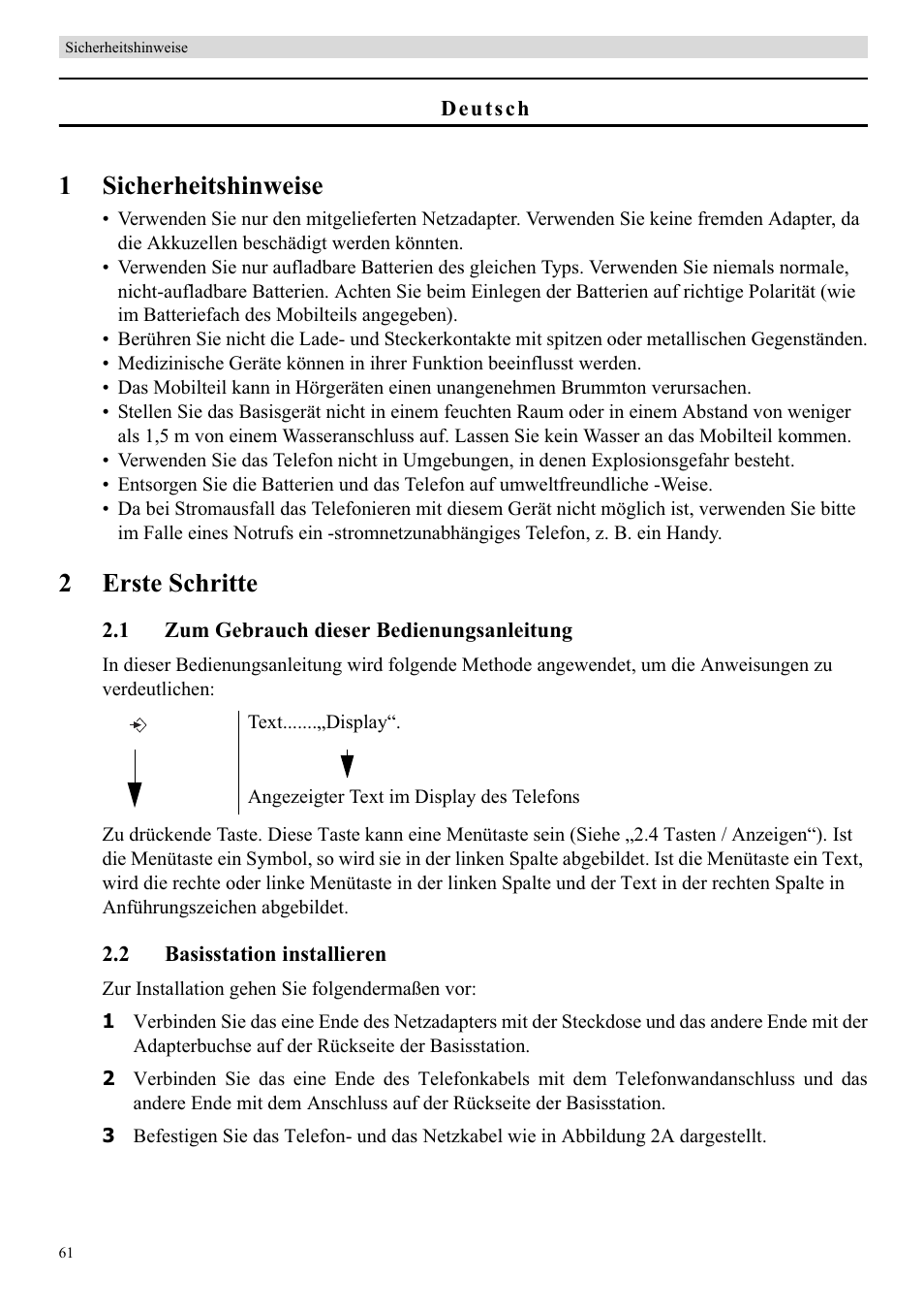 1sicherheitshinweise, 2erste schritte | Topcom BUTLER 5710 User Manual | Page 78 / 220