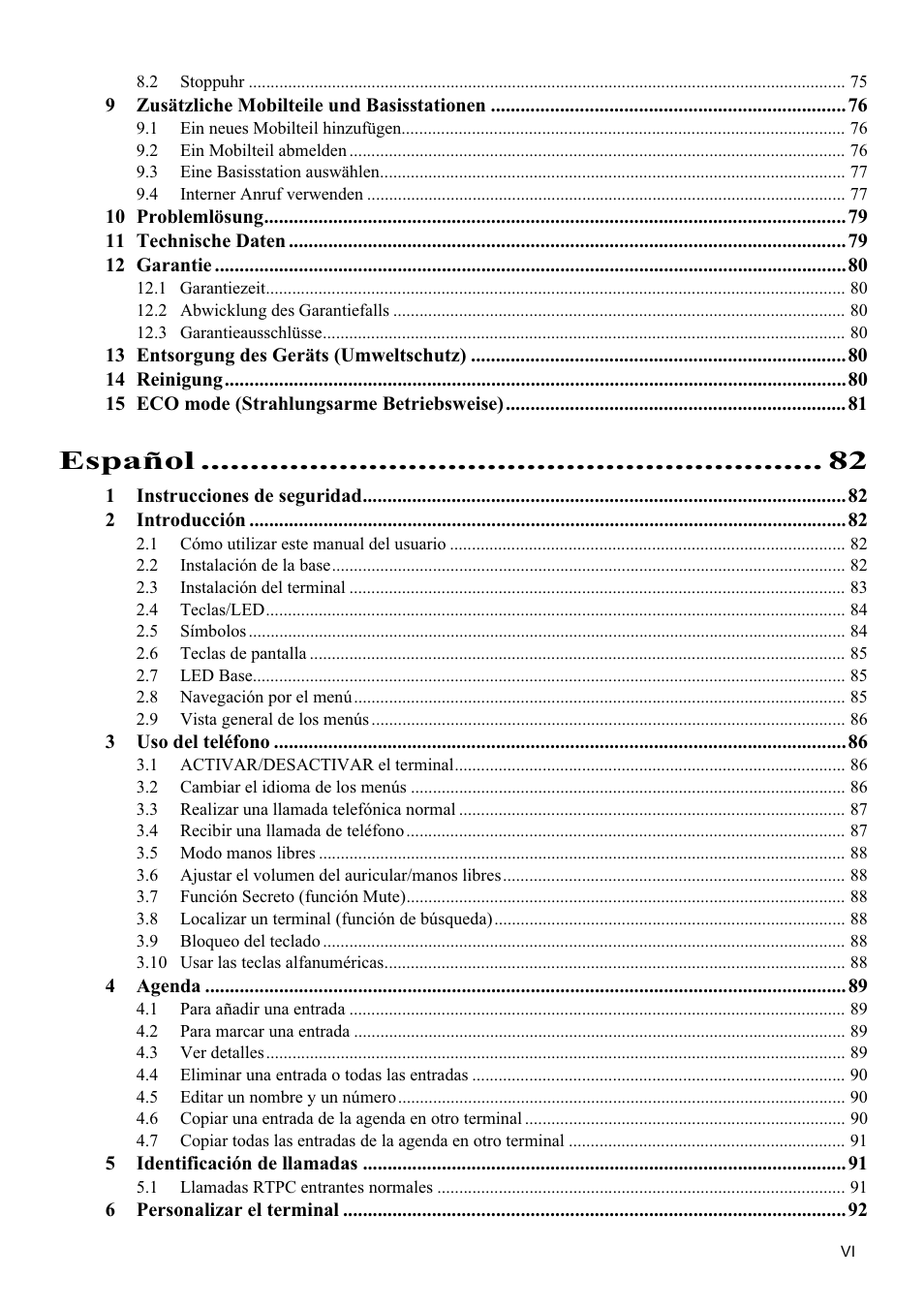 Español | Topcom BUTLER 5710 User Manual | Page 9 / 220