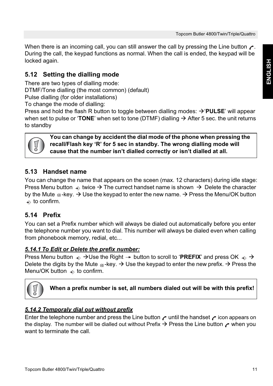 Topcom BUTLER 4800 User Manual | Page 11 / 20
