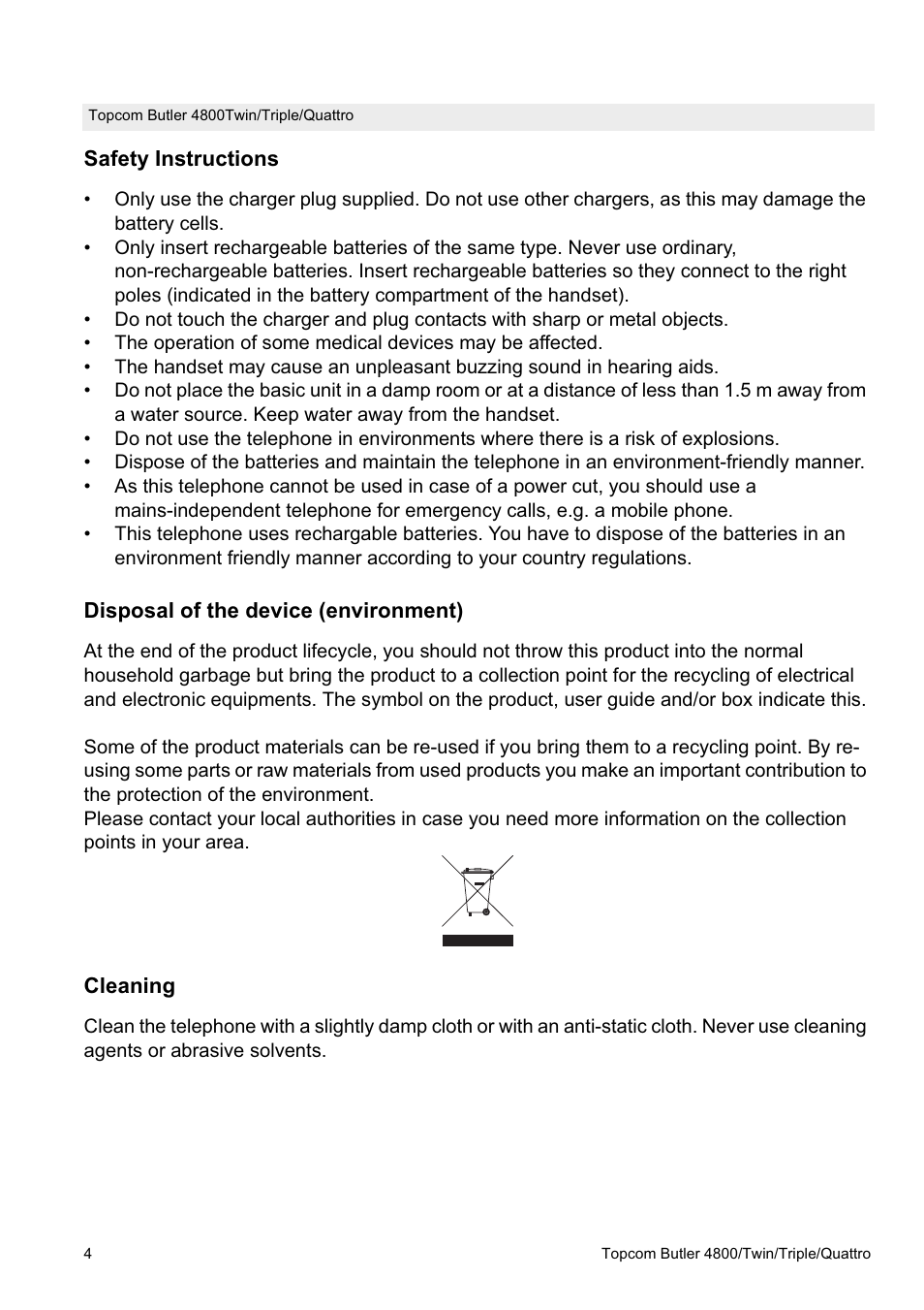 Topcom BUTLER 4800 User Manual | Page 4 / 20