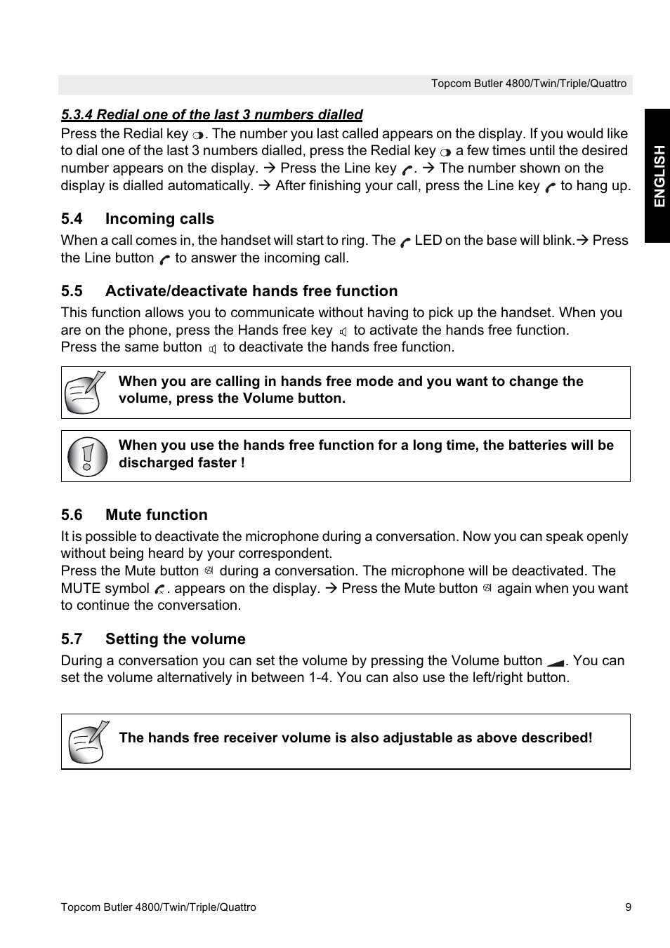 Topcom BUTLER 4800 User Manual | Page 9 / 20